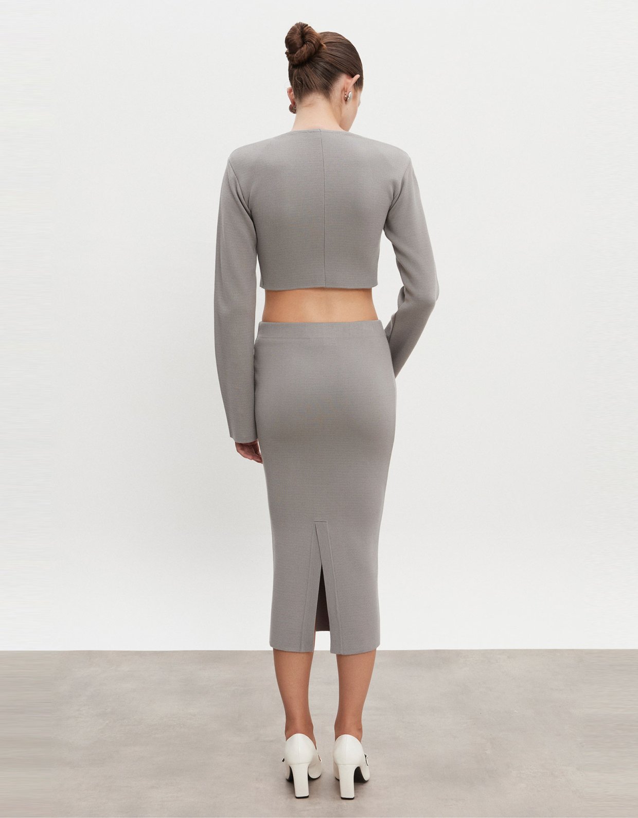 Nadia Rapti Heaven knitted midi skirt grey