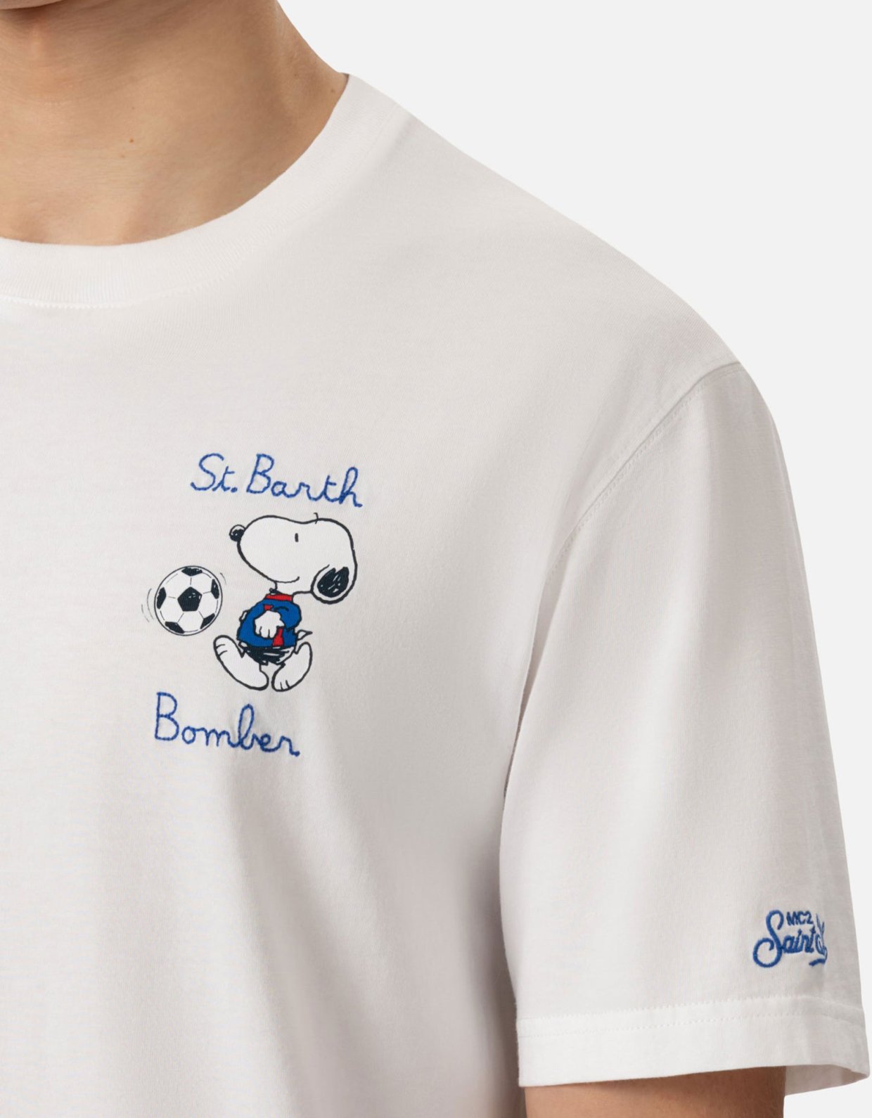 MC2 Saint Barth Organic cotton t-shirt with St. Barth Snoopy bomber embroidery