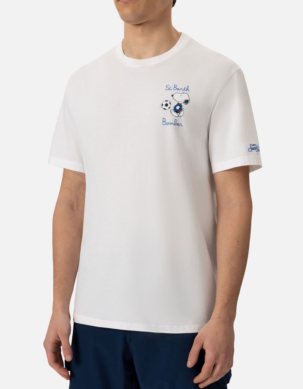 MC2 Saint Barth Organic cotton t-shirt with St. Barth Snoopy bomber embroidery