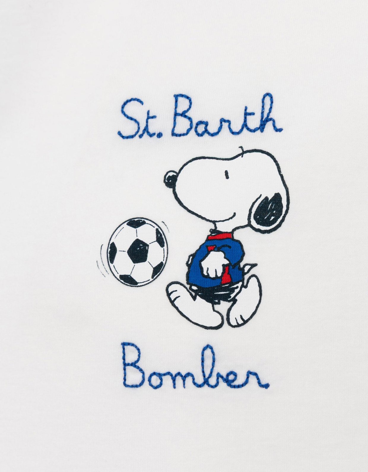 MC2 Saint Barth Organic cotton t-shirt with St. Barth Snoopy bomber embroidery