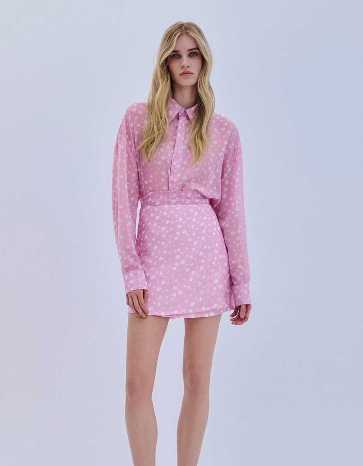 Combos Knitwear Oversized hearts shirt baby pink