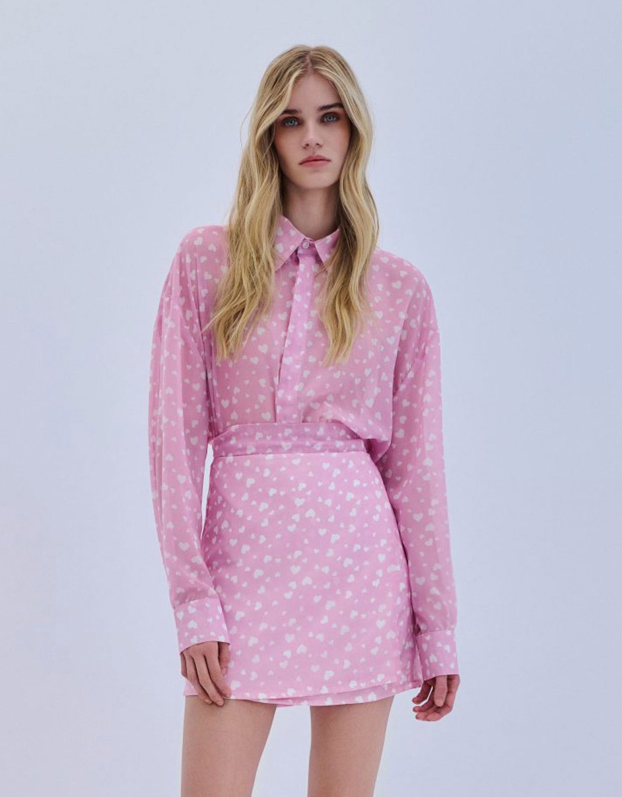 Combos Knitwear Oversized hearts shirt baby pink