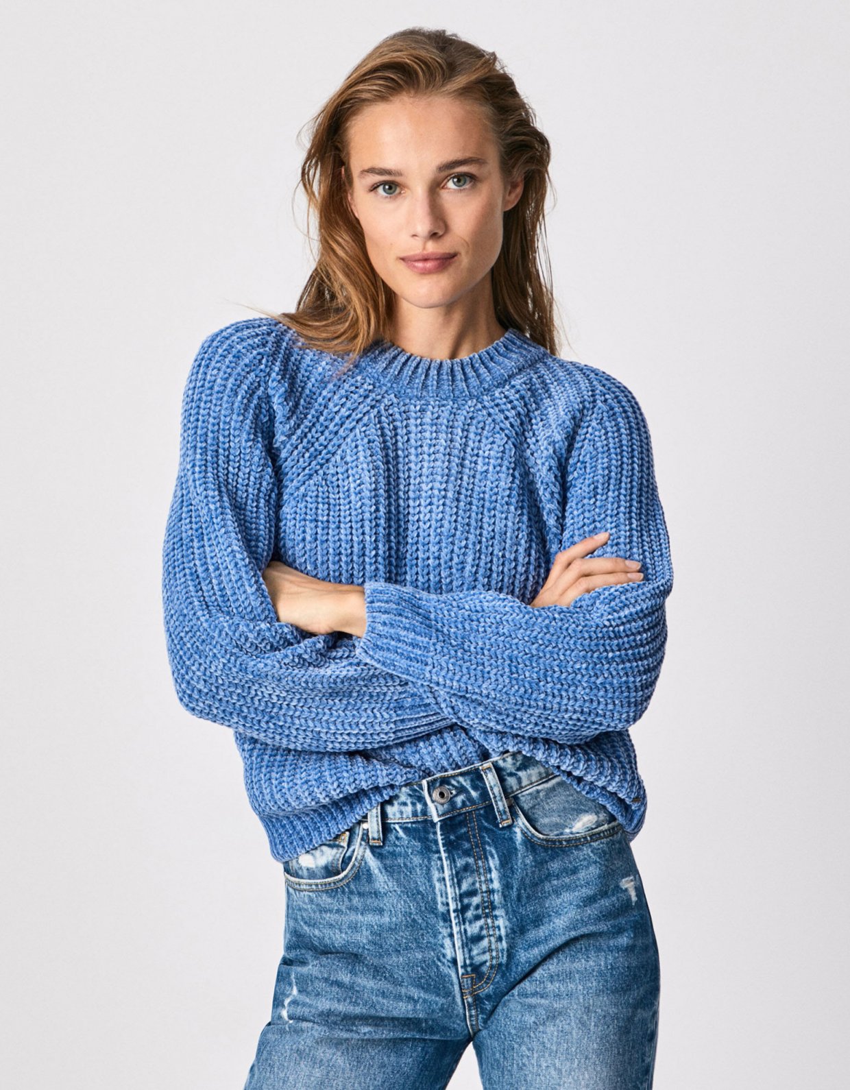 Pepe Jeans Lisa chenille knit sweater light thames