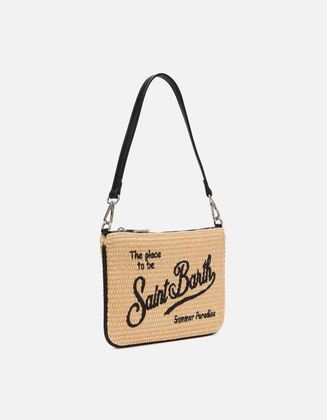 MC2 Saint Barth Parisienne beige straw mini pouch bag