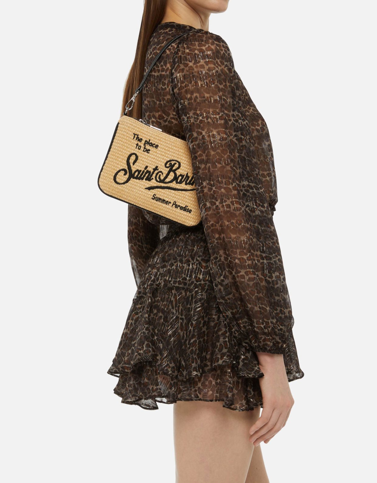 MC2 Saint Barth Parisienne beige straw mini pouch bag