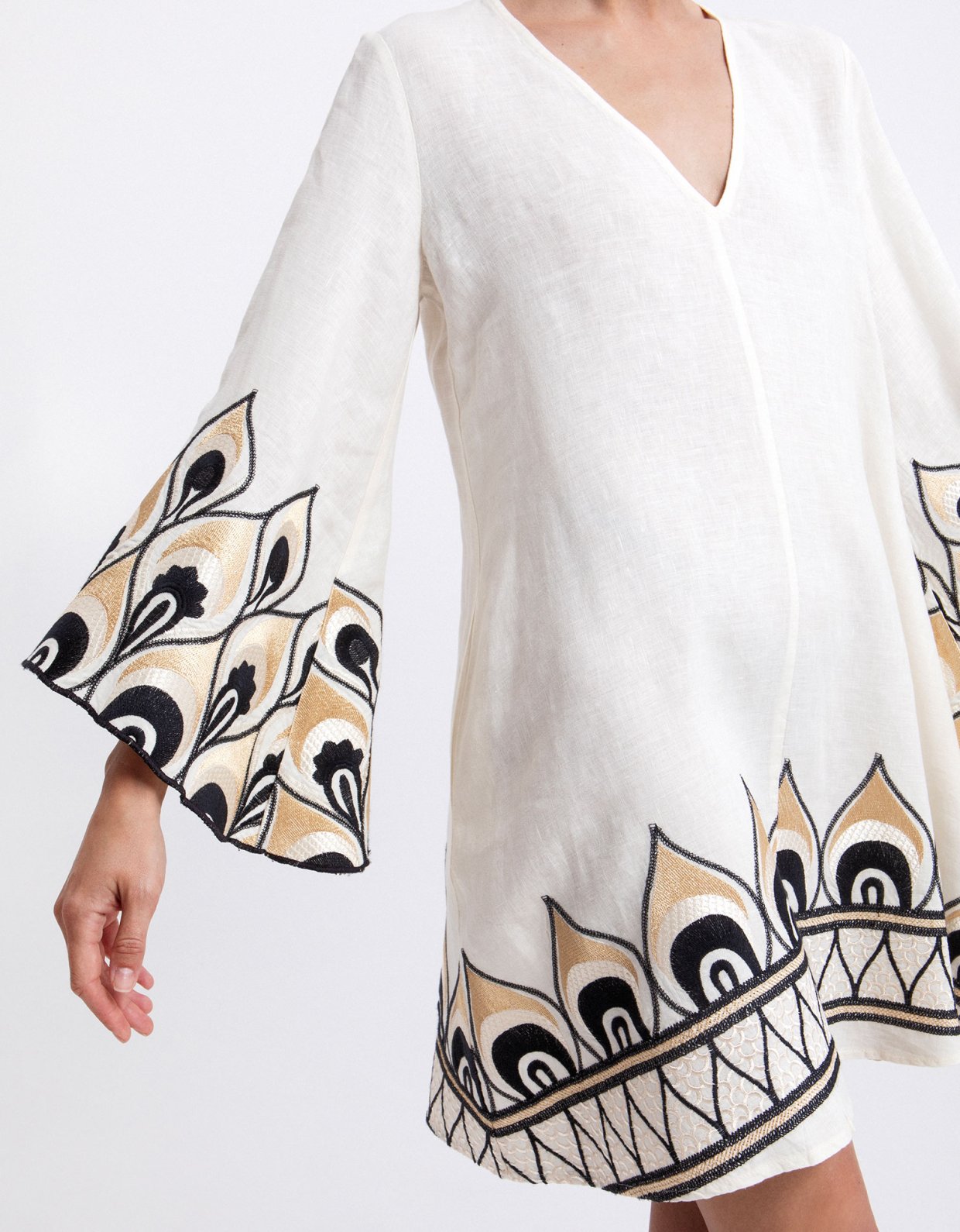 Greek Archaic Kori Phoenix mini dress natural-black multi