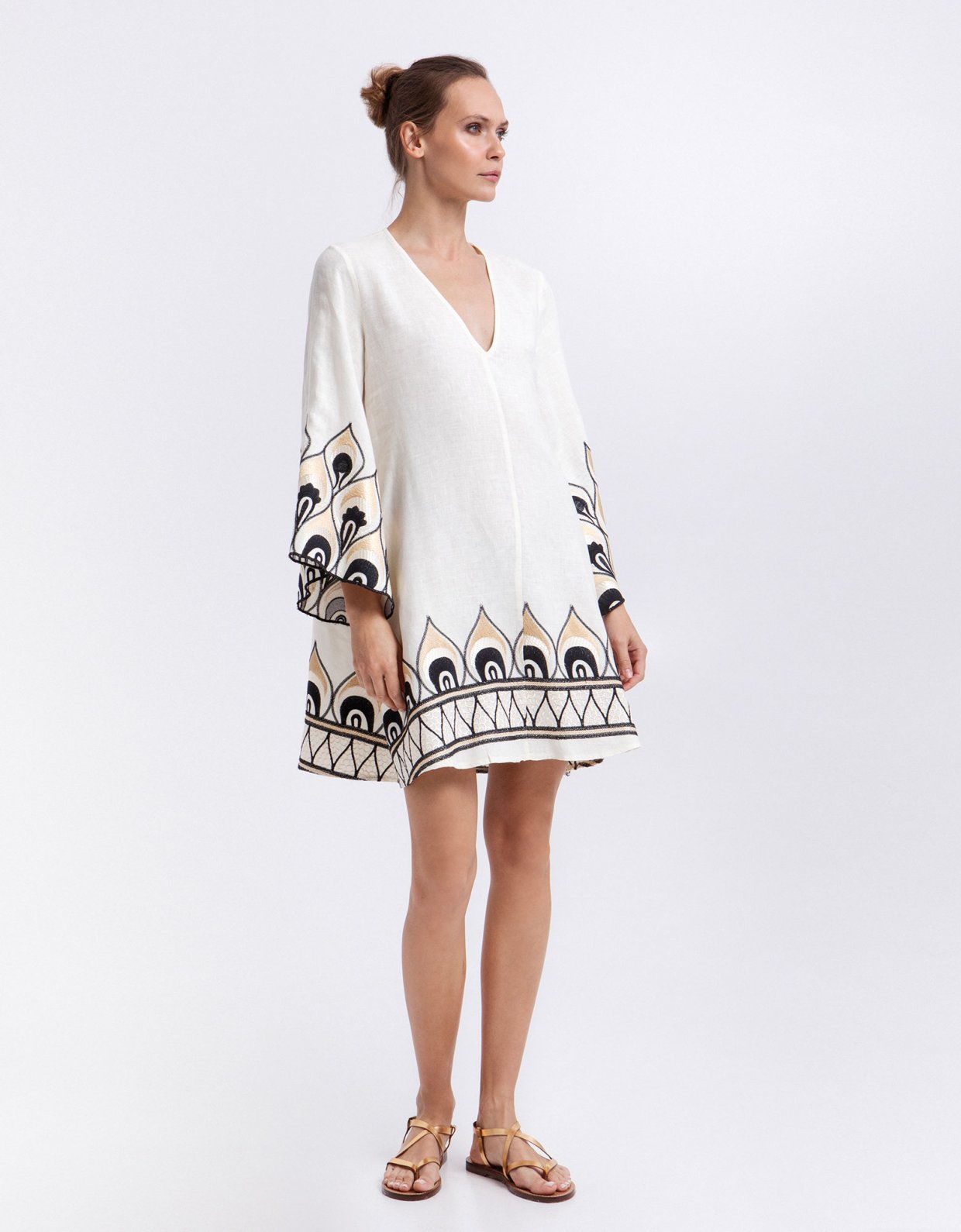 Greek Archaic Kori Phoenix mini dress natural-black multi