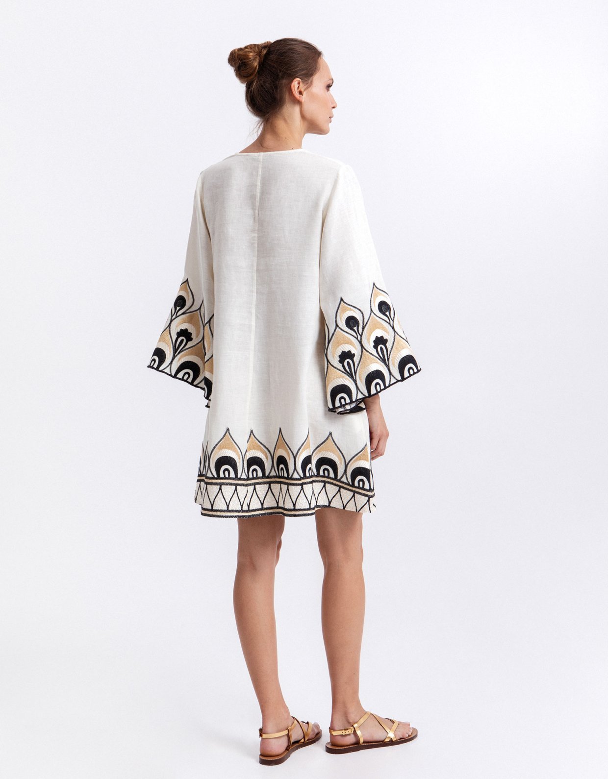 Greek Archaic Kori Phoenix mini dress natural-black multi