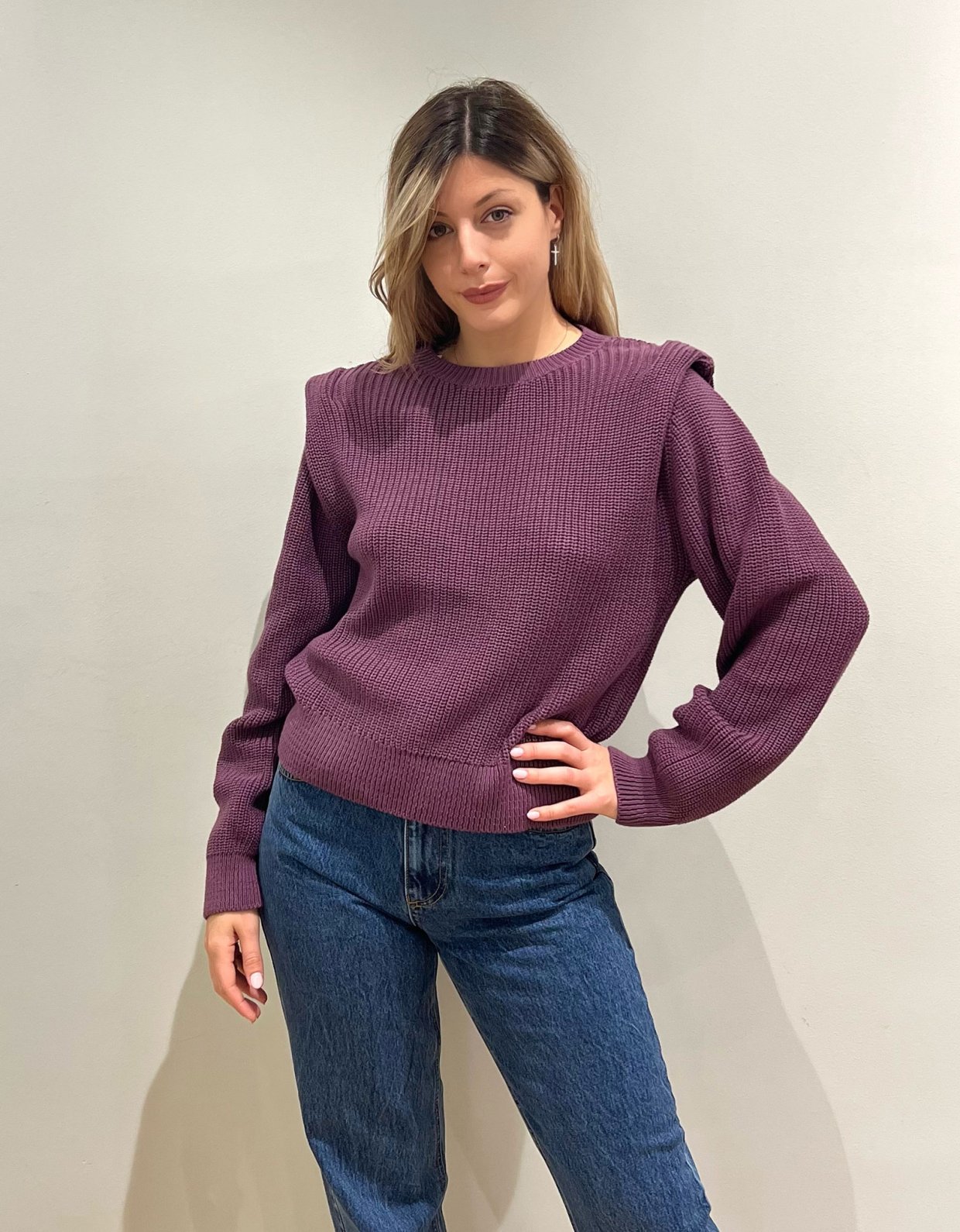 NA-KD Open back knitted purple sweater
