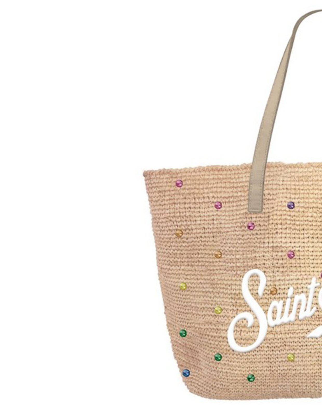 MC2 Saint Barth Raffia city shoulder bag with multicolor strass