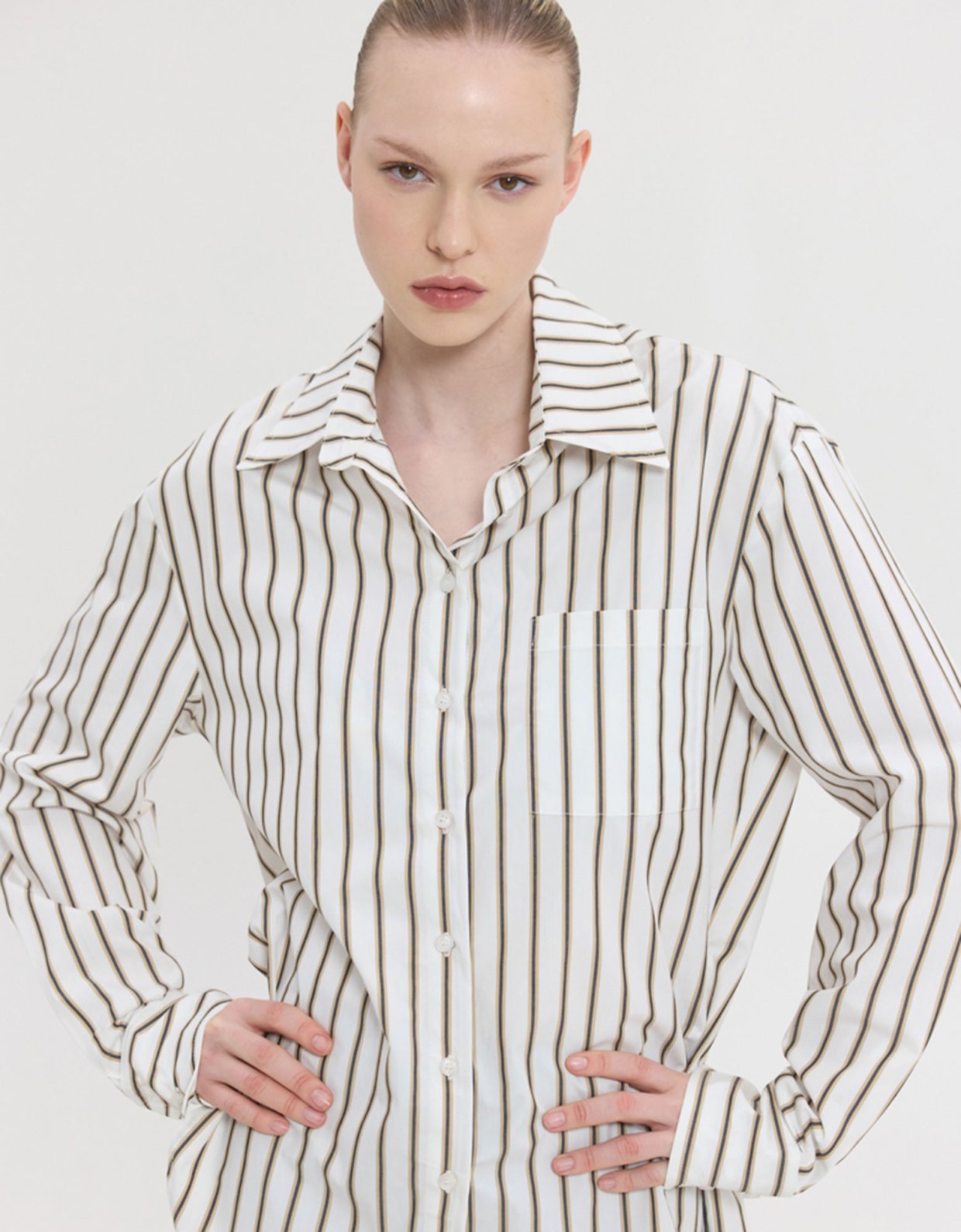 Sunset go Reina shirt brown stripes