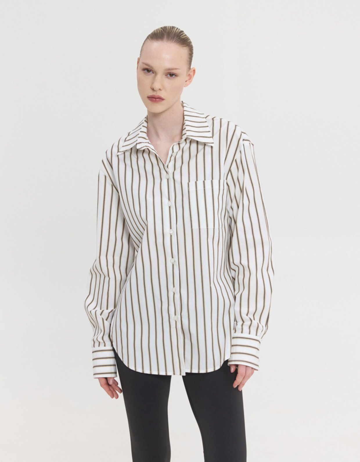 Sunset go Reina shirt brown stripes
