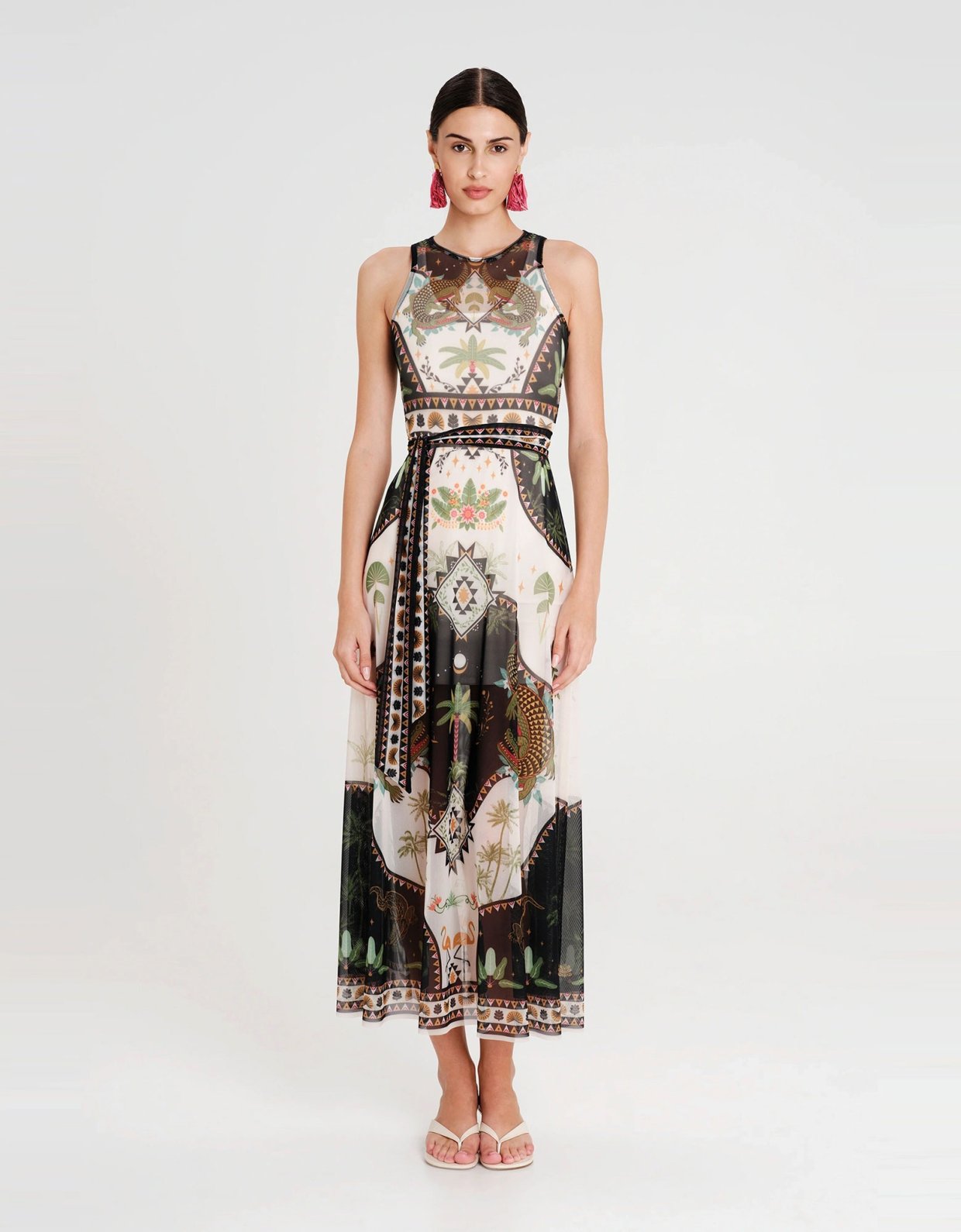 Peace and Chaos Reptile mesh long dress