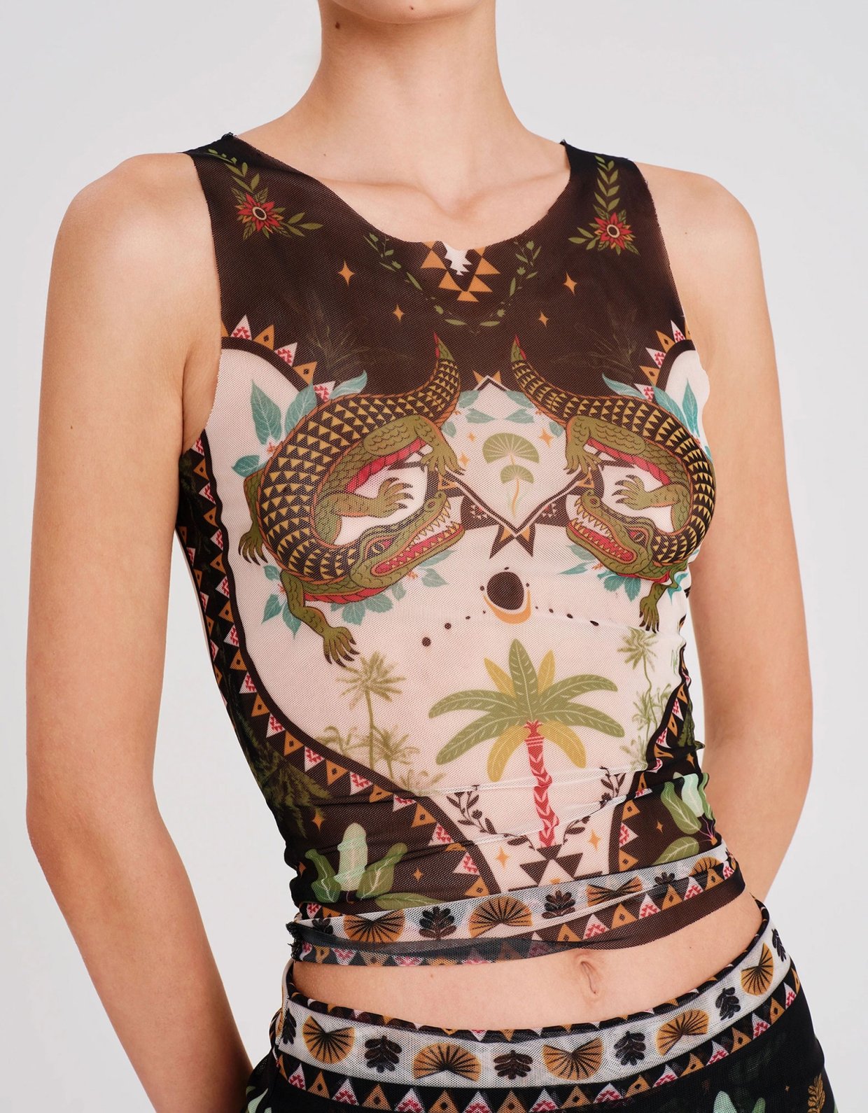 Peace and Chaos Reptile mesh top