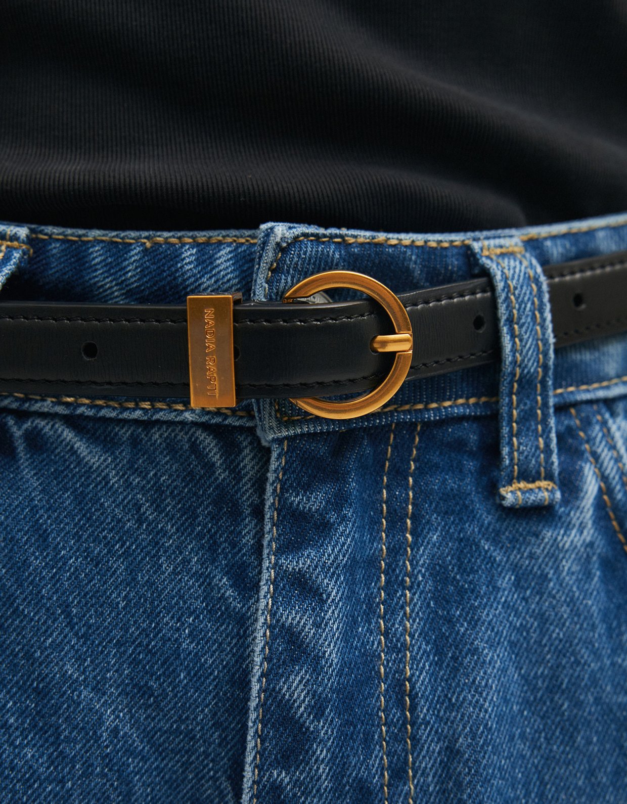 Nadia Rapti Rocky leather belt black