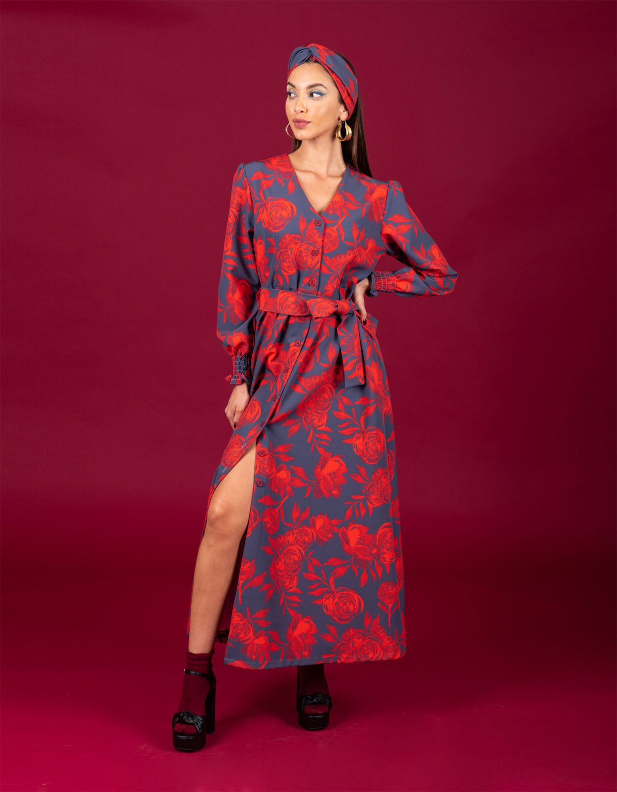 Chaton Rose dress red-blue