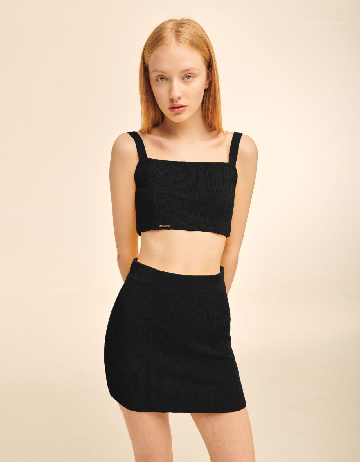 Combos Knitwear Combos S019 – Black top & skirt set