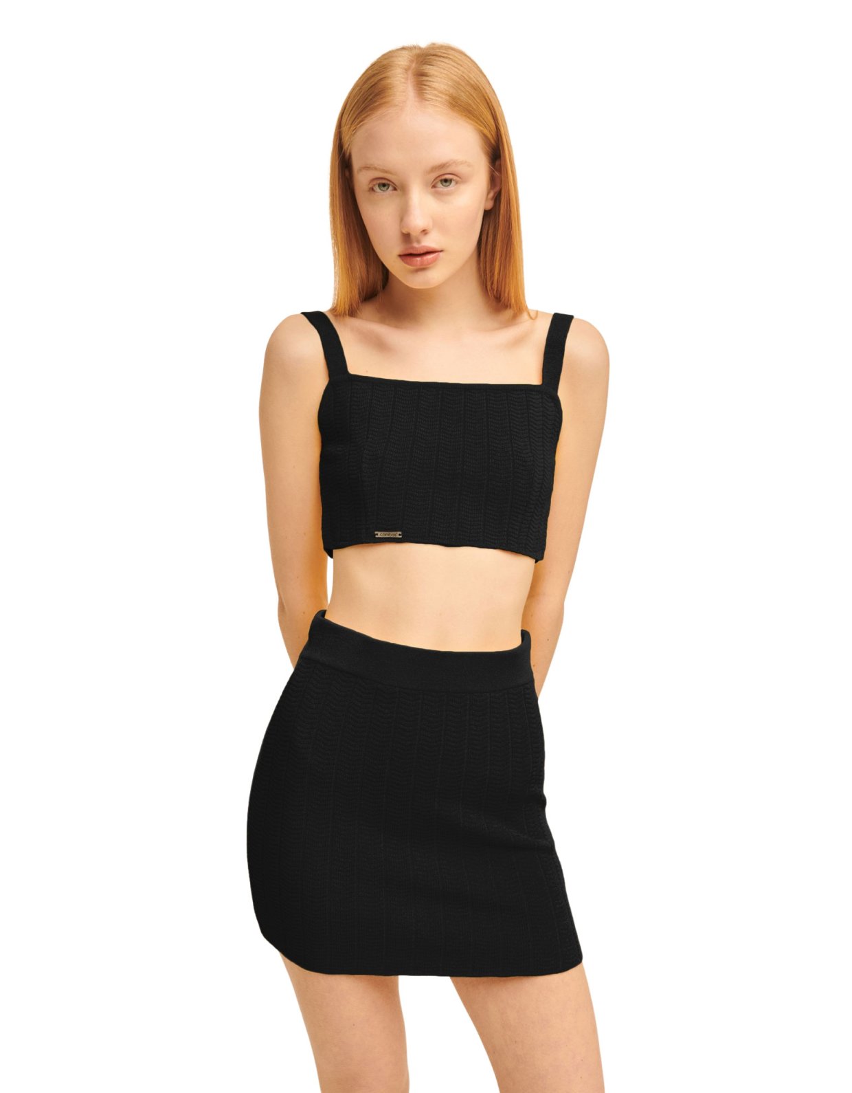 Combos Knitwear Combos S019 – Black top & skirt set