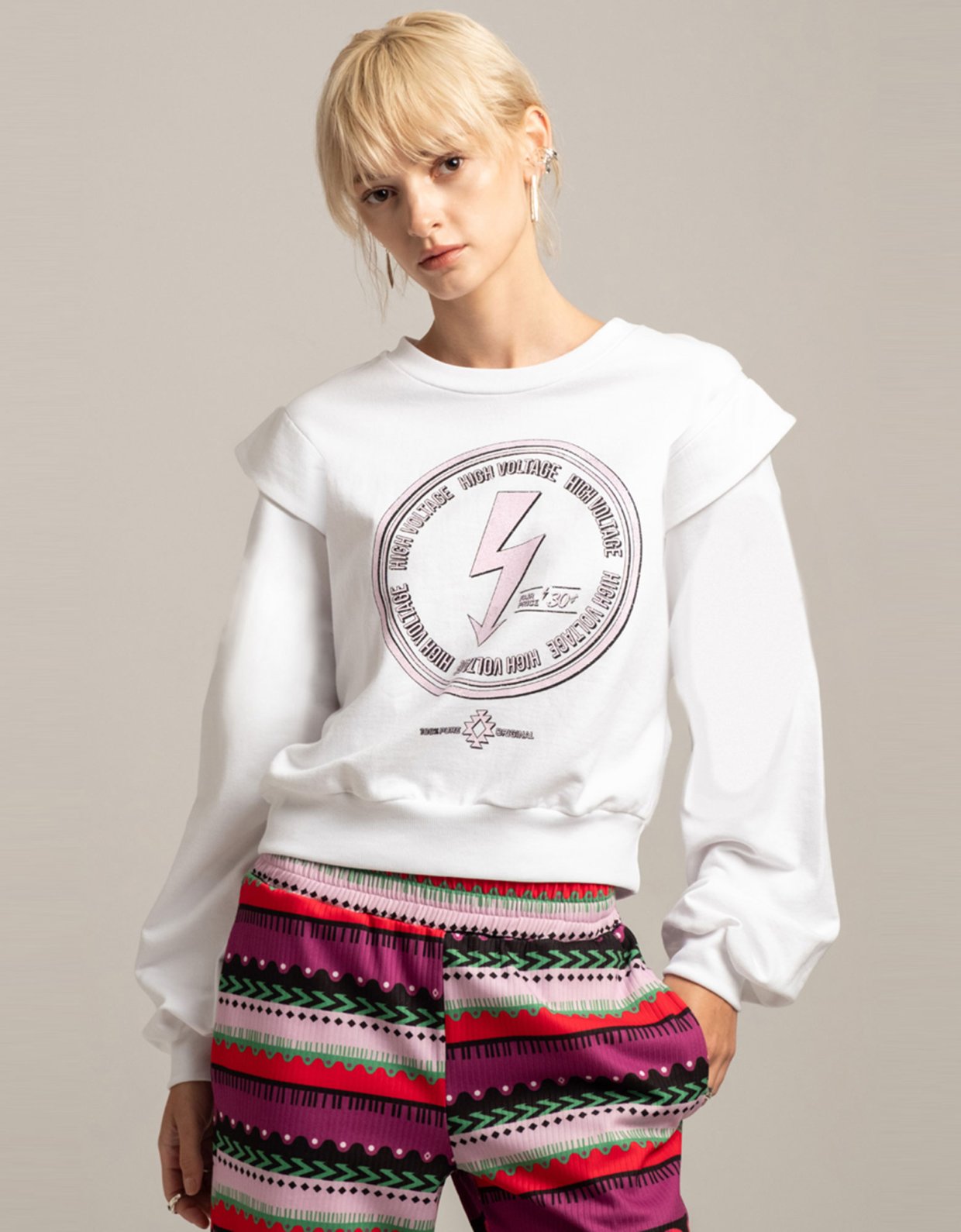 Peace & Chaos Electric glitter jumper white