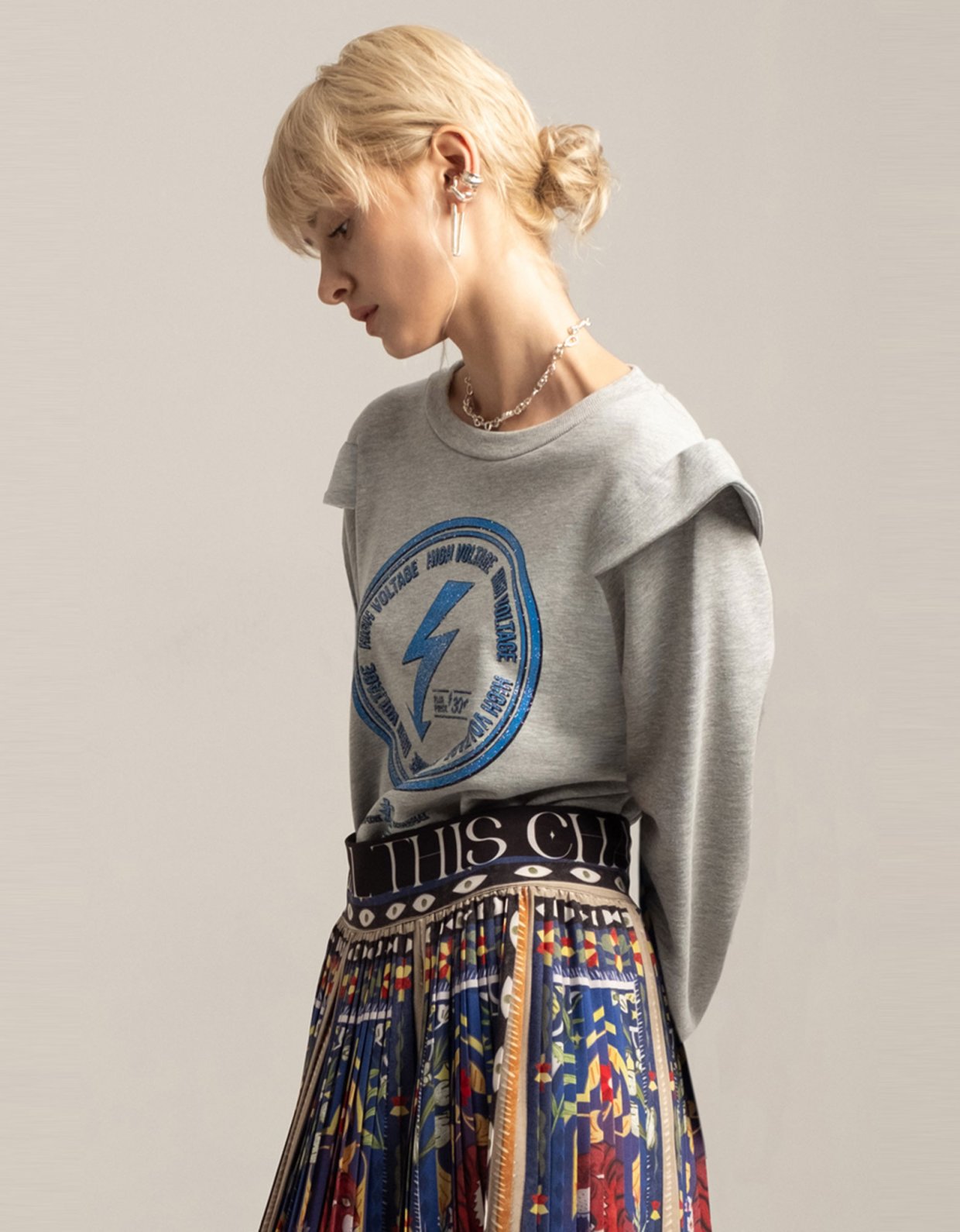 Peace & Chaos Electric glitter jumper grey