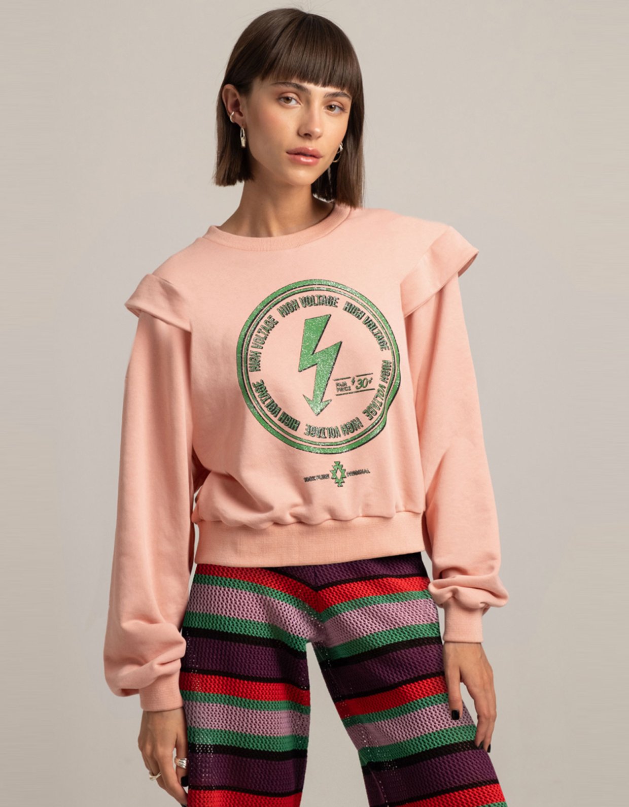 Peace & Chaos Electric glitter jumper dusty pink