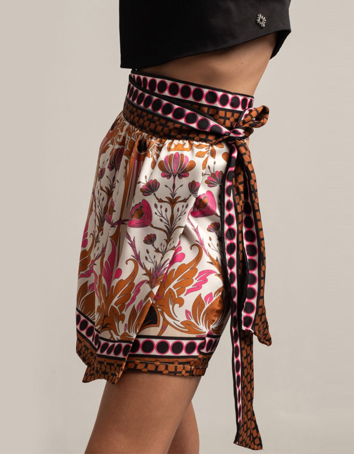 Peace & Chaos Lotus wrap mini skirt