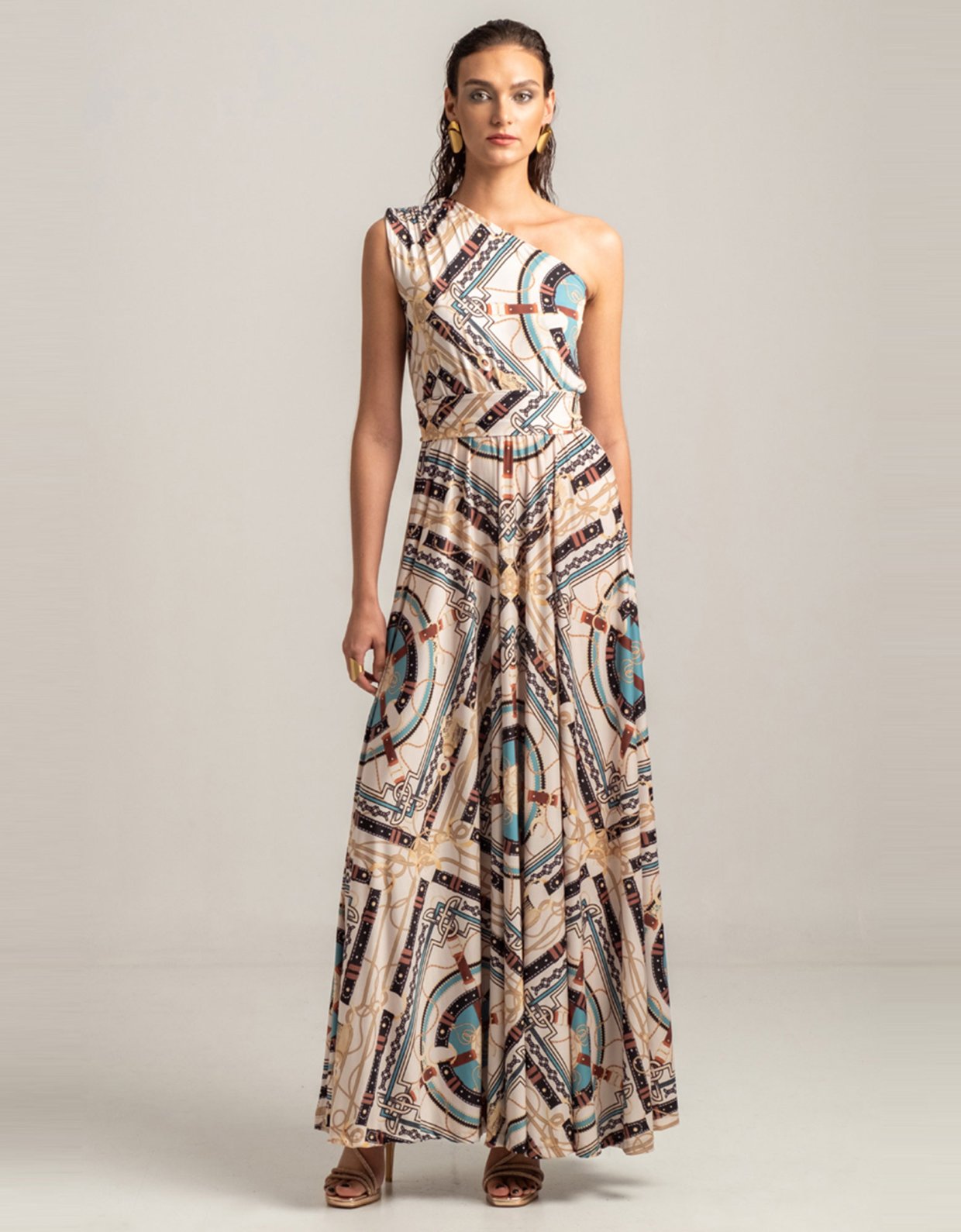 Peace & Chaos Anthoposophy one shoulder maxi dress