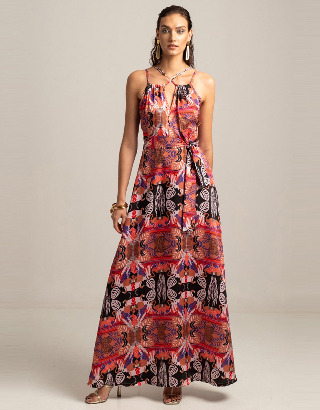 Peace & Chaos Fractal silky maxi dress