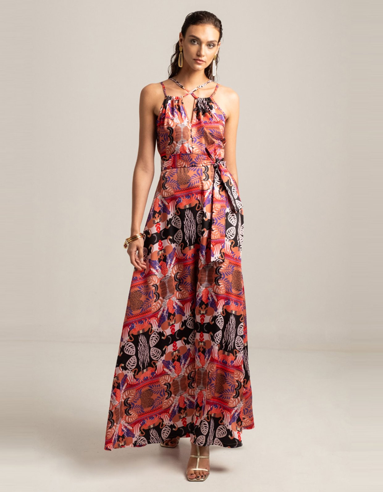 Peace & Chaos Fractal silky maxi dress