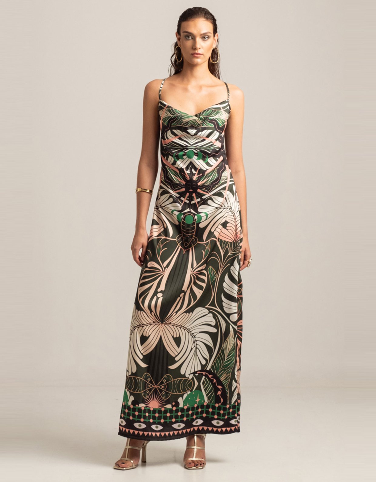 Peace & Chaos Foliage maxi tie me dress