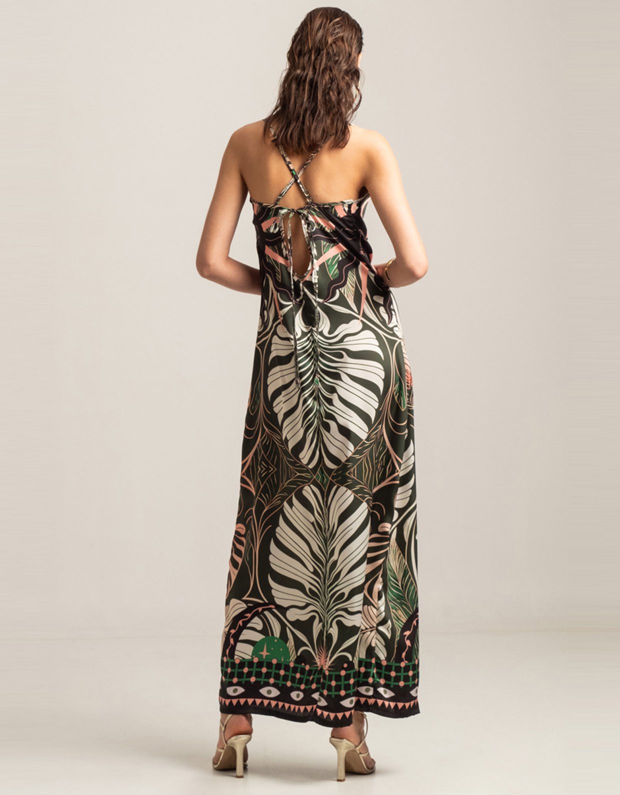 Peace & Chaos Foliage maxi tie me dress