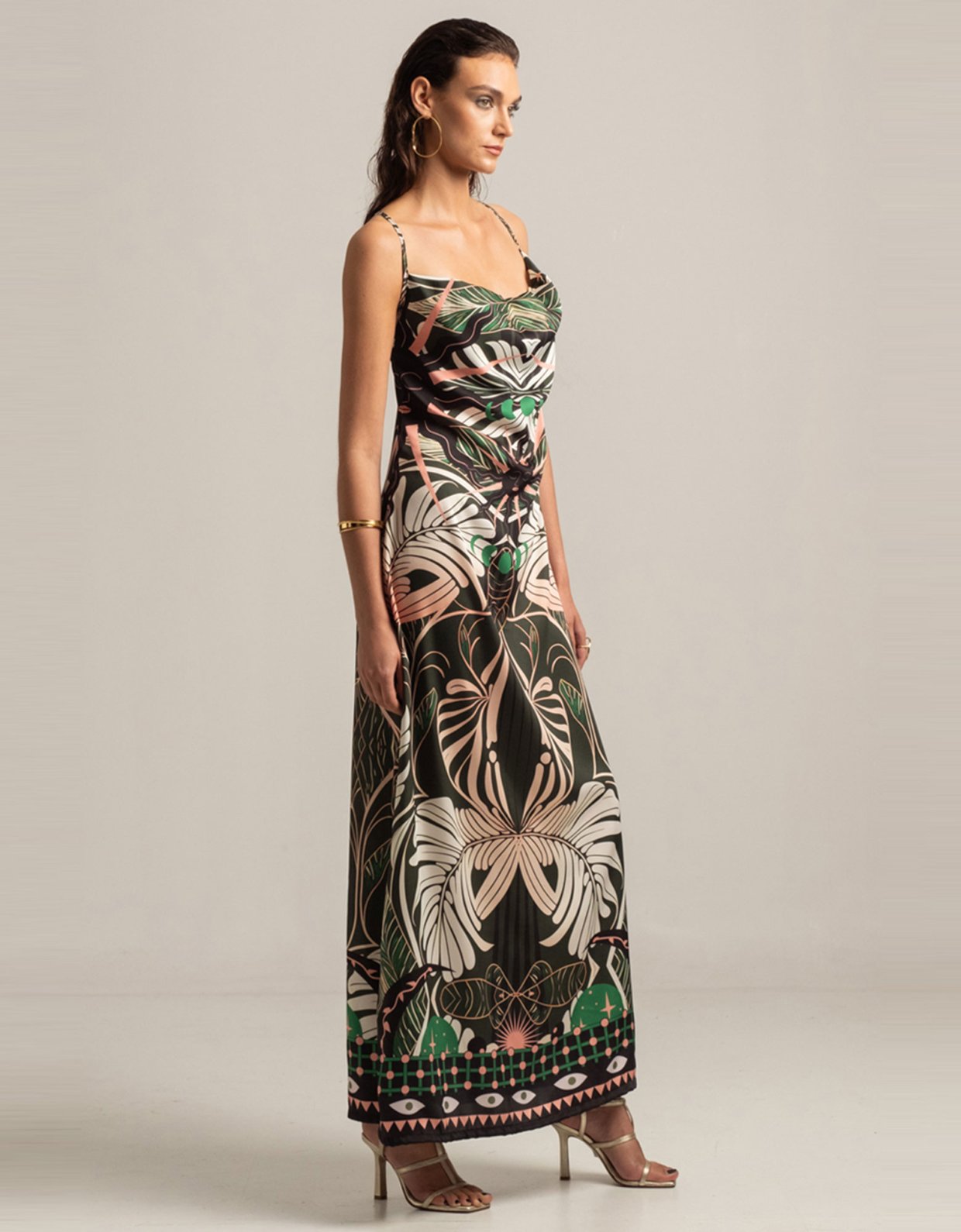 Peace & Chaos Foliage maxi tie me dress