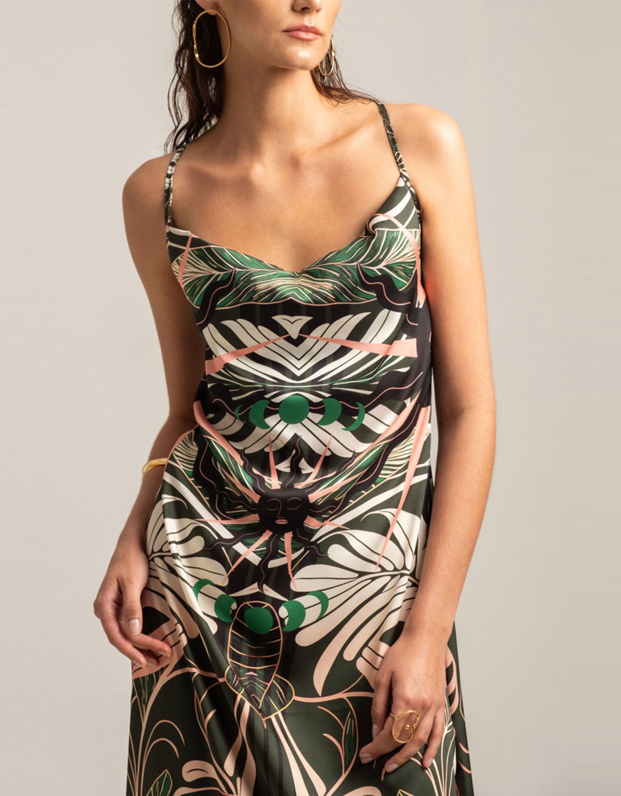 Peace & Chaos Foliage maxi tie me dress