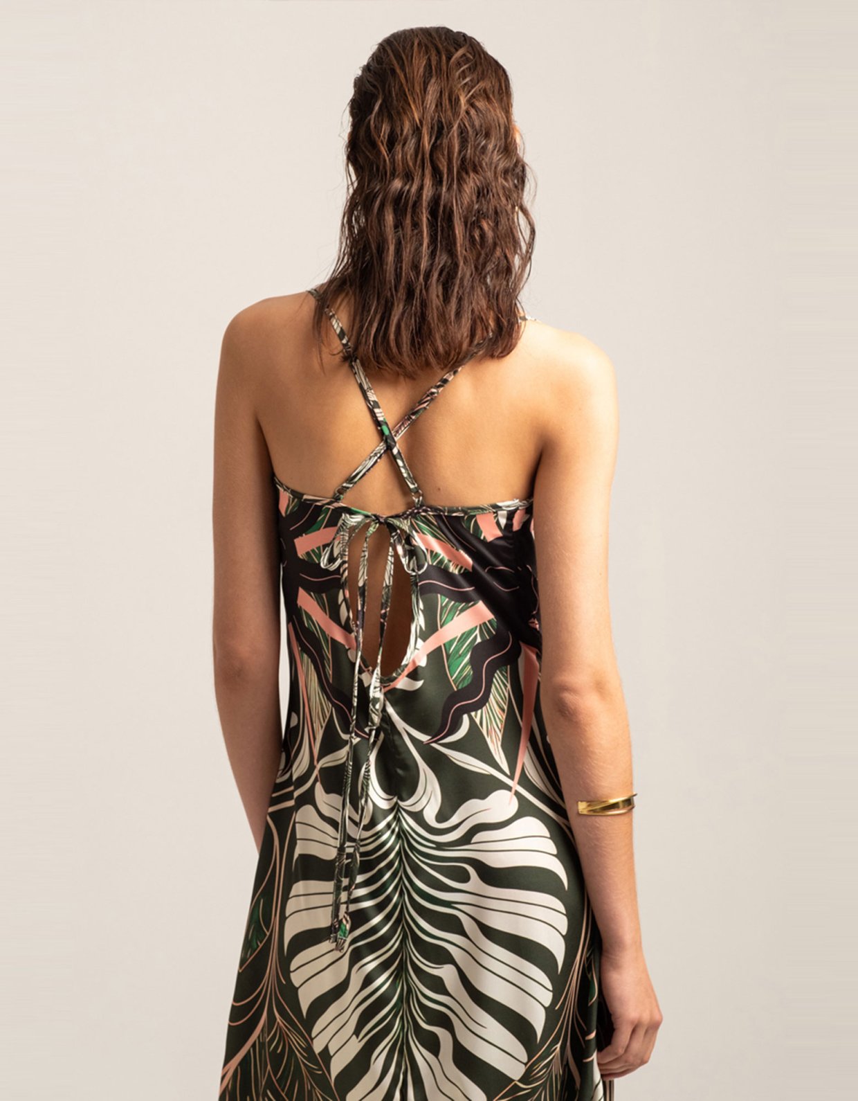 Peace & Chaos Foliage maxi tie me dress