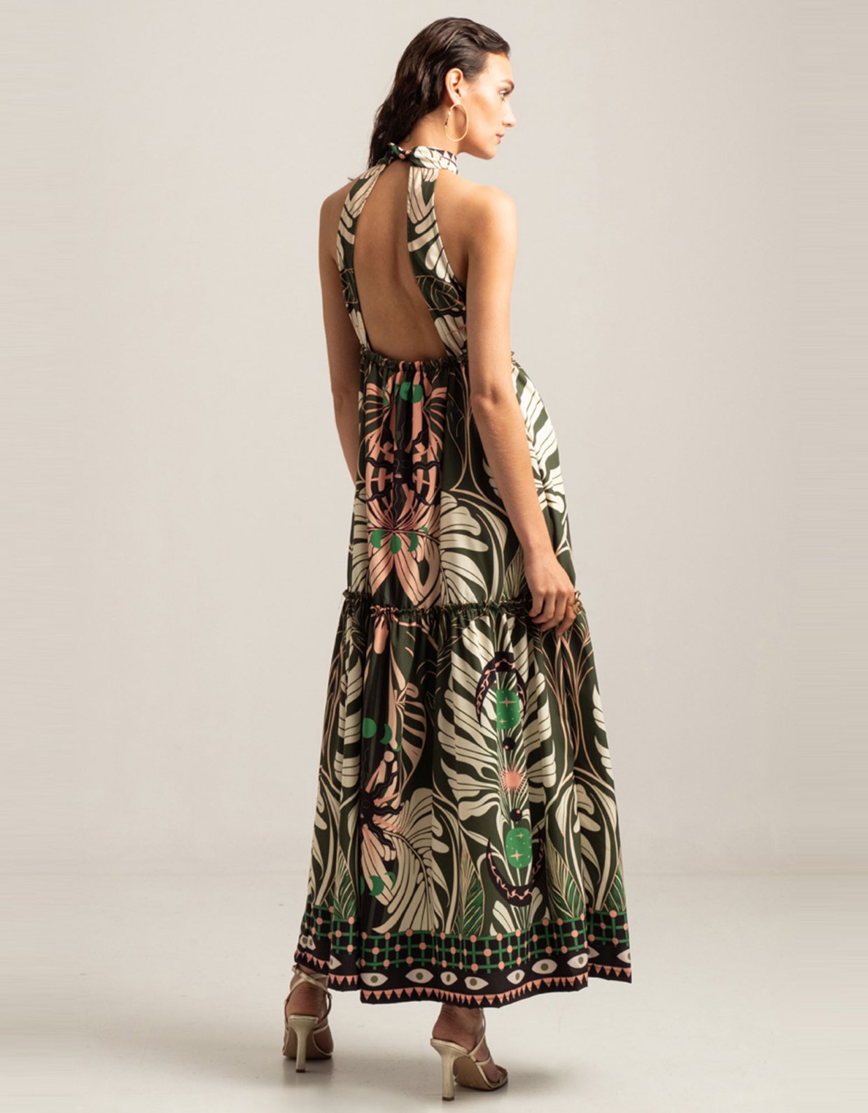 Peace & Chaos Foliage maxi tie me dress