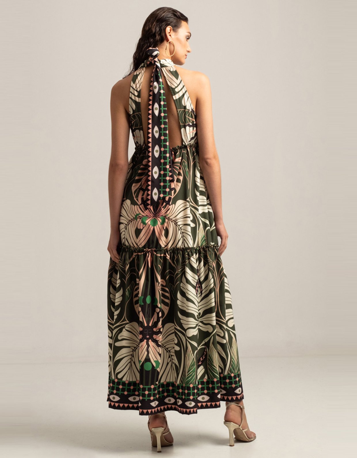 Peace & Chaos Foliage maxi tie me dress