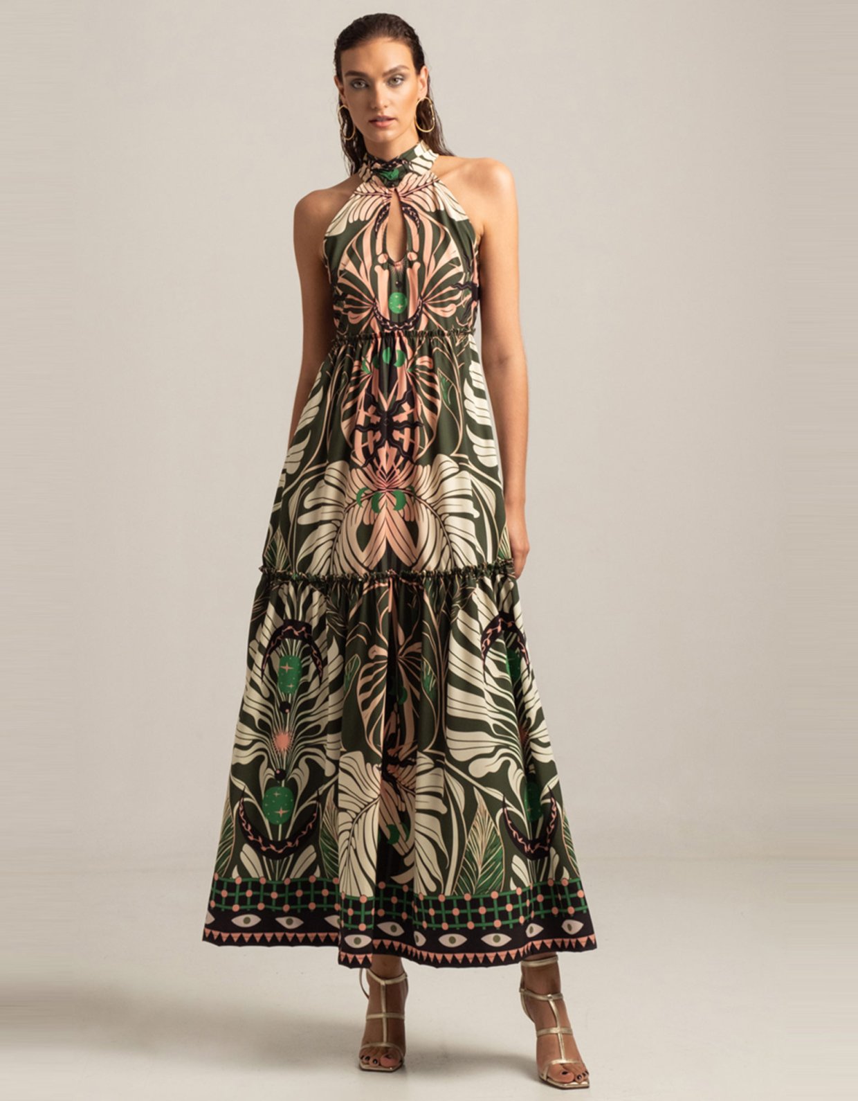 Peace & Chaos Foliage maxi tie me dress