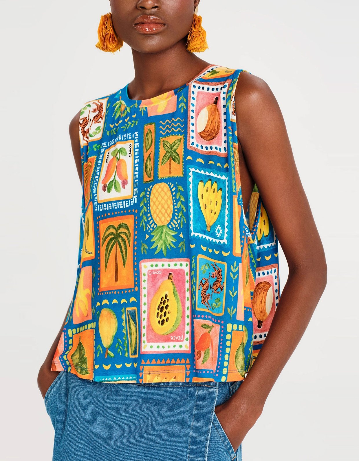 Peace and Chaos Papaya tank top