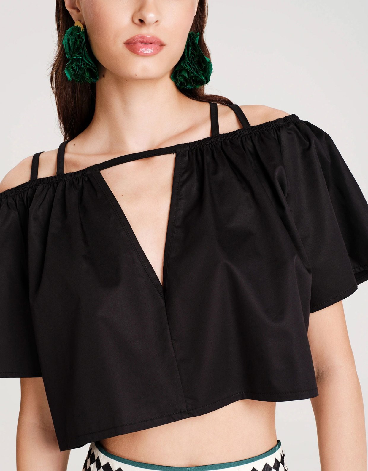 Peace and Chaos Hibiscus crop top black