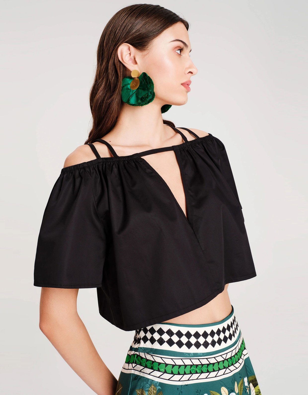 Peace and Chaos Hibiscus crop top black