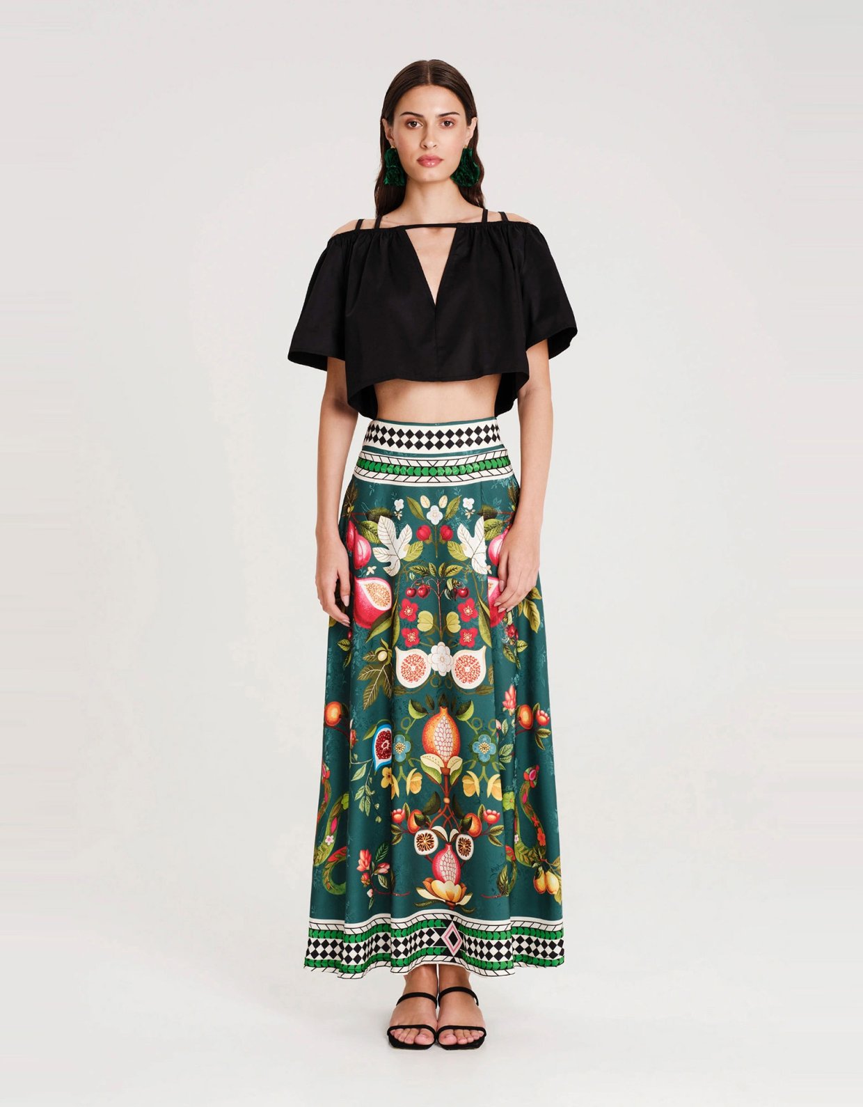 Peace and Chaos Hibiscus crop top black