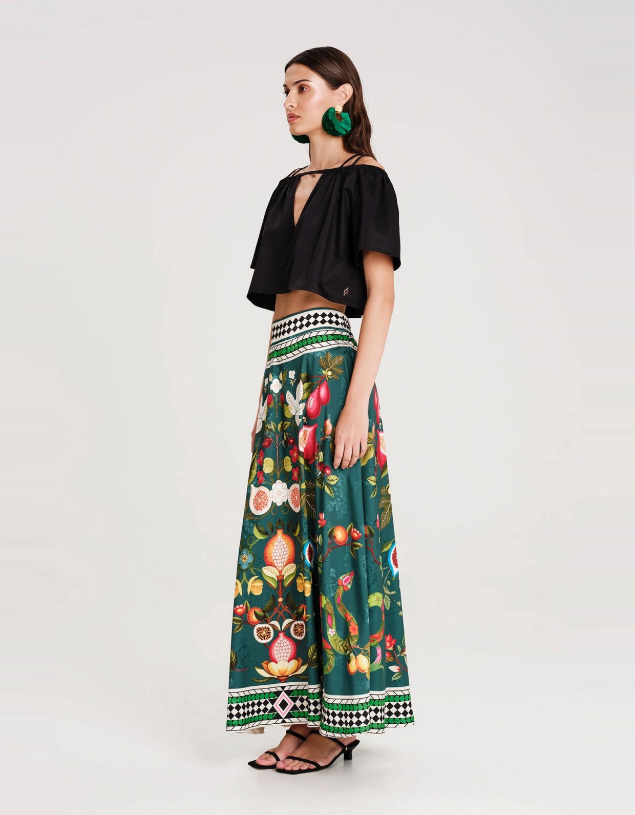 Peace and Chaos Hibiscus crop top black