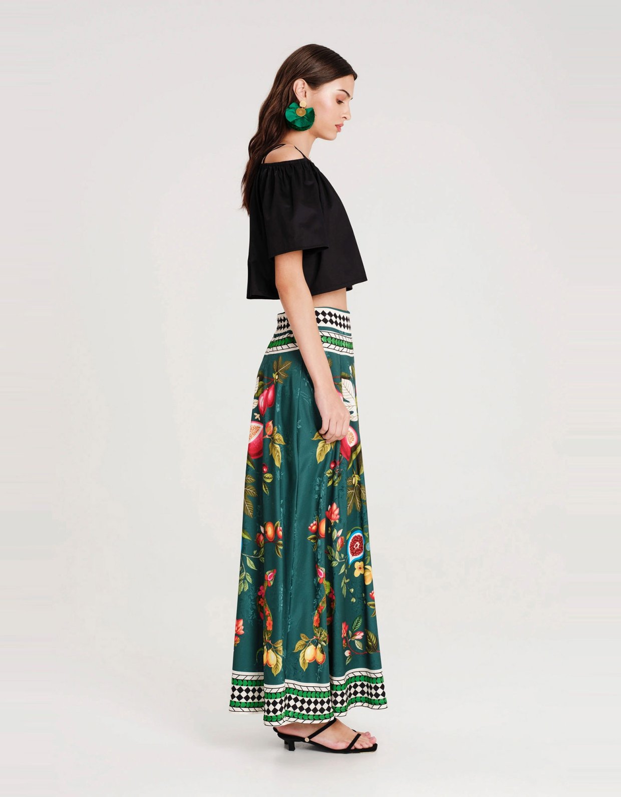 Peace and Chaos Hibiscus crop top black