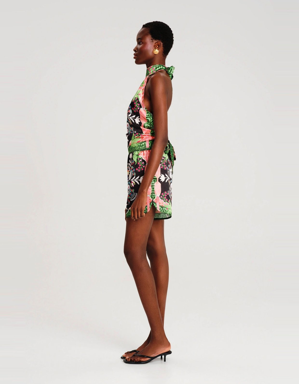 Peace and Chaos Rainforest scarf tie neck top