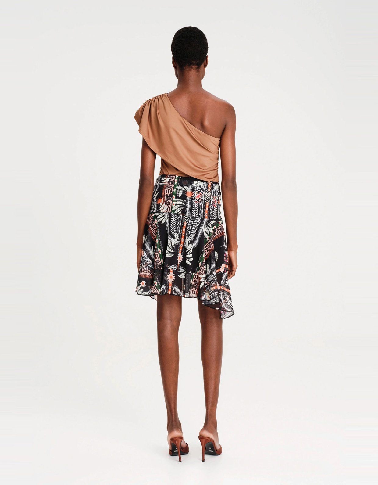 Peace and Chaos Cocoa one shoulder top bronze