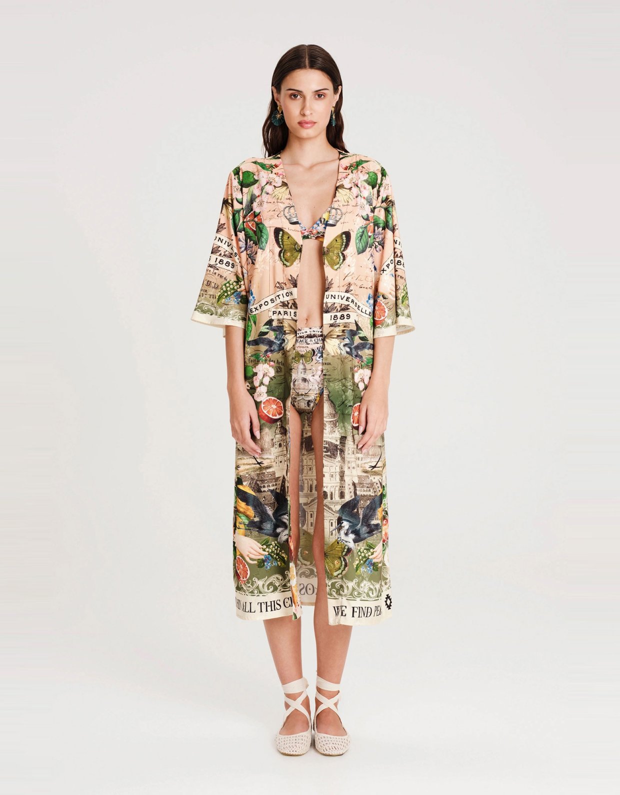 Peace and Chaos Citrus jacquard kimono