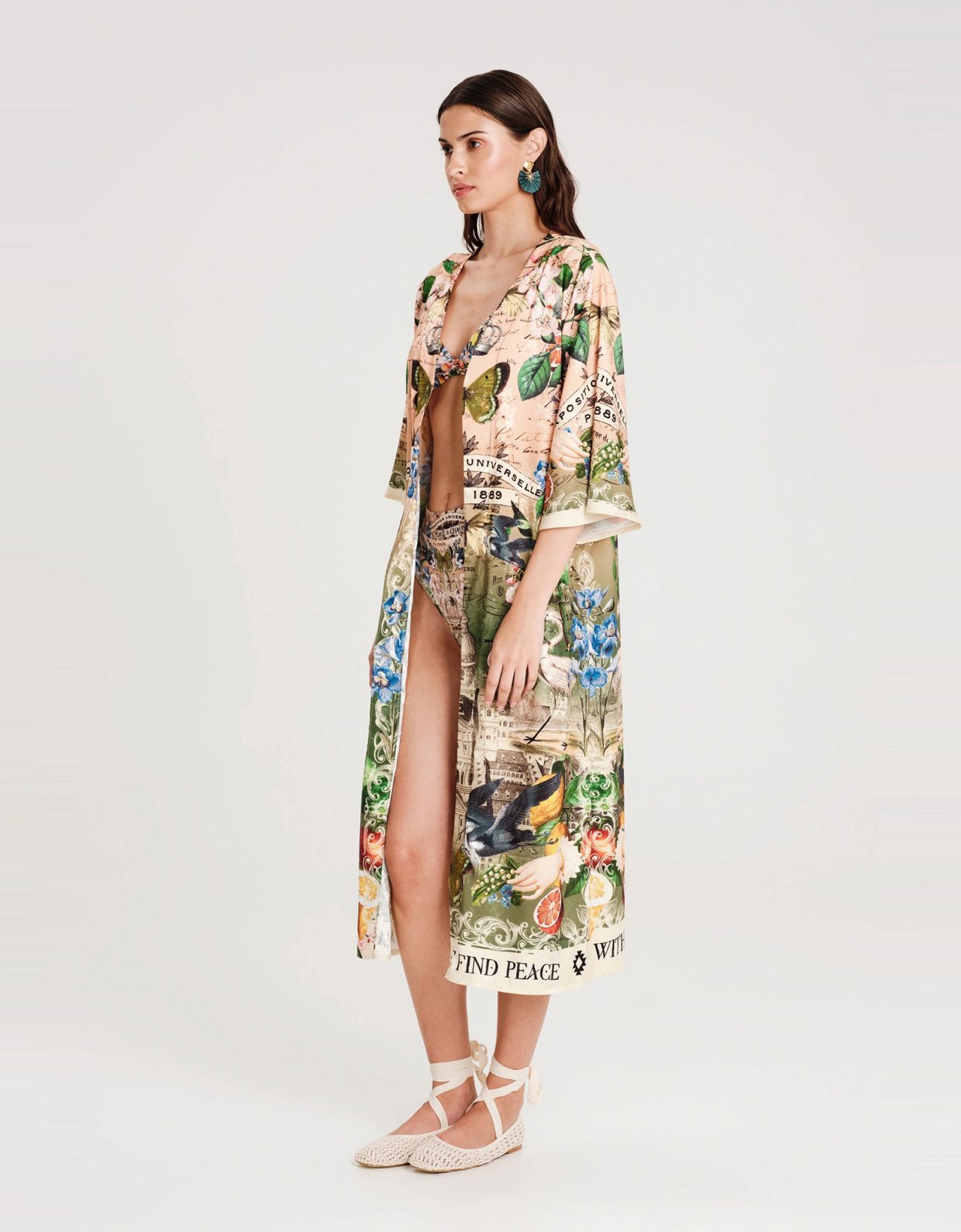 Peace and Chaos Citrus jacquard kimono