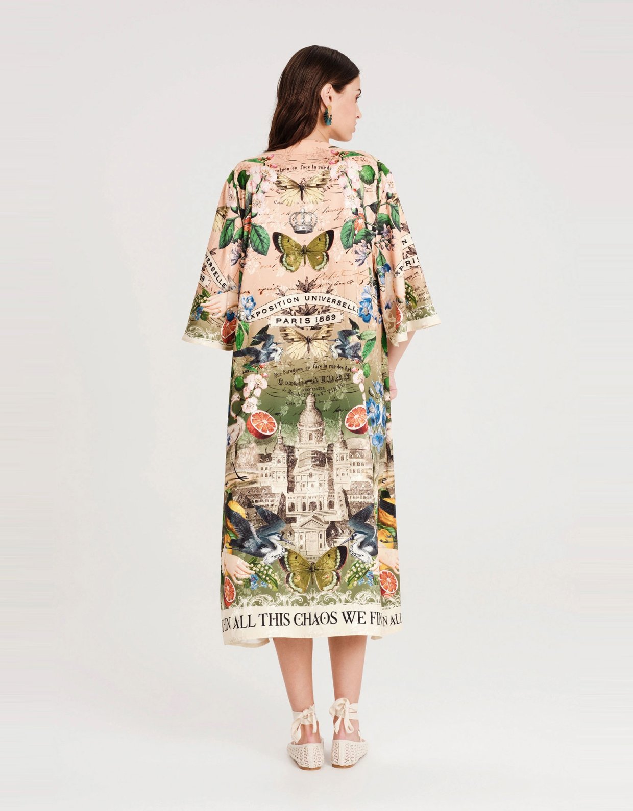 Peace and Chaos Citrus jacquard kimono