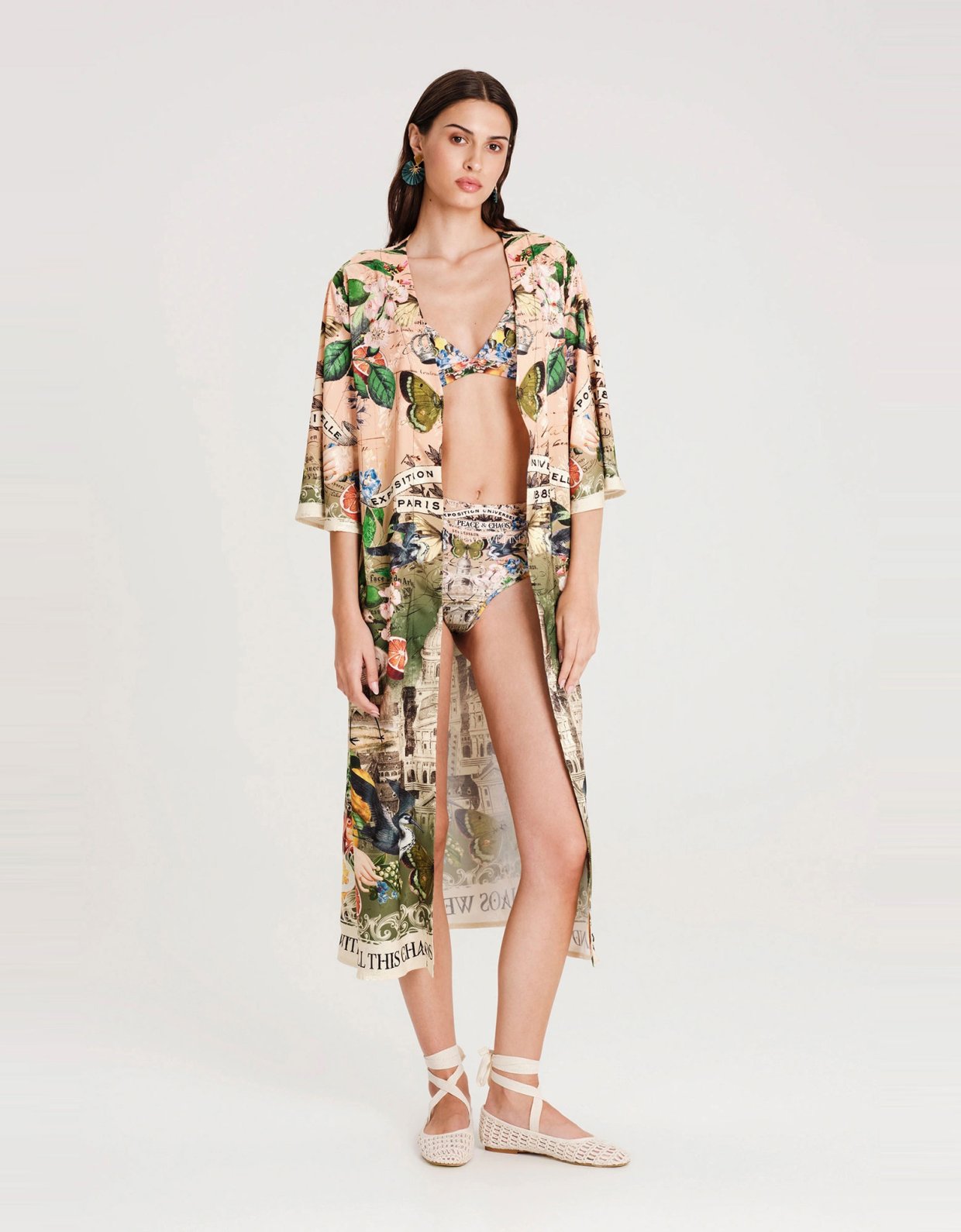 Peace and Chaos Citrus jacquard kimono
