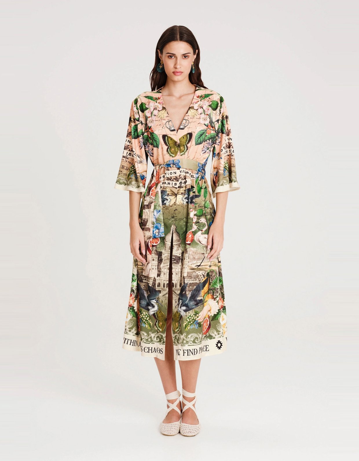 Peace and Chaos Citrus jacquard kimono